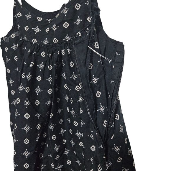 Gap Sleeveless Sundress Size XL Black White Geometric Print Side Zip Tie Straps - Picture 3 of 5